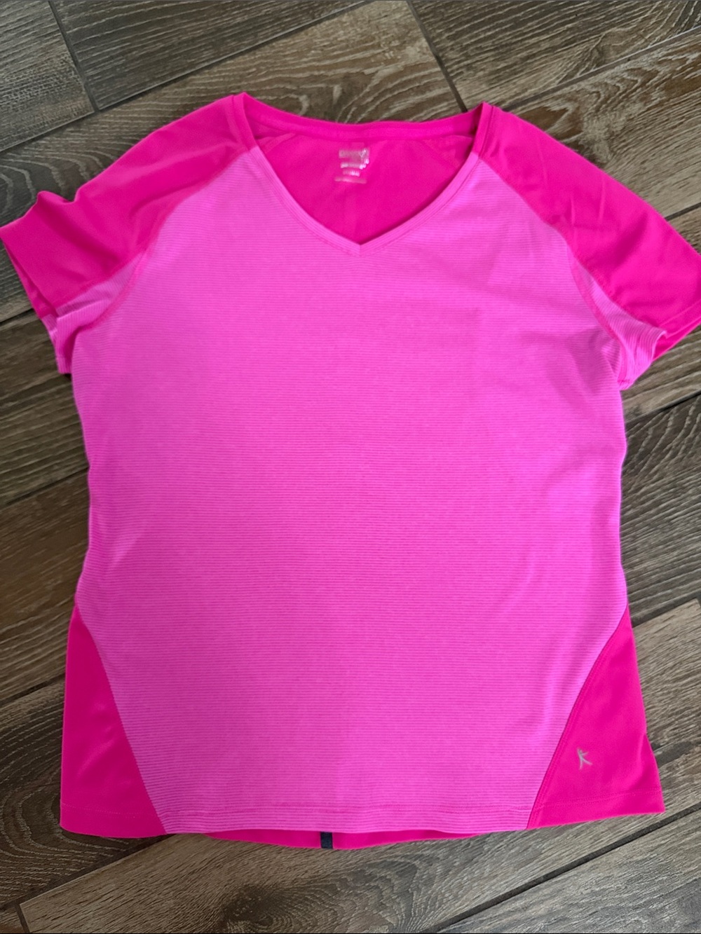 Danskin Now Bright Pink Two-Tone V-Neck Active Tee